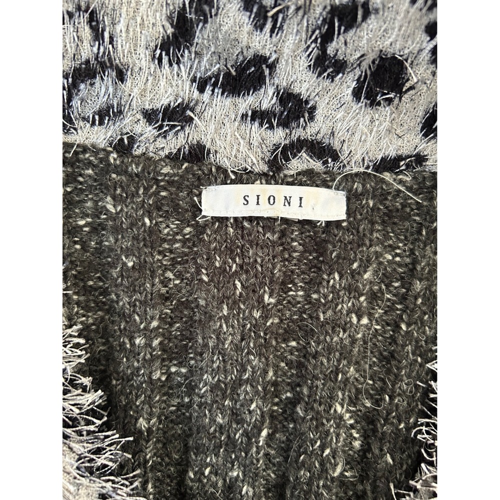 Witchy Whismigoth Gray Leopard Print Trim Knit Cardigan Jacket Size‎ M Grunge - Picture 6 of 7